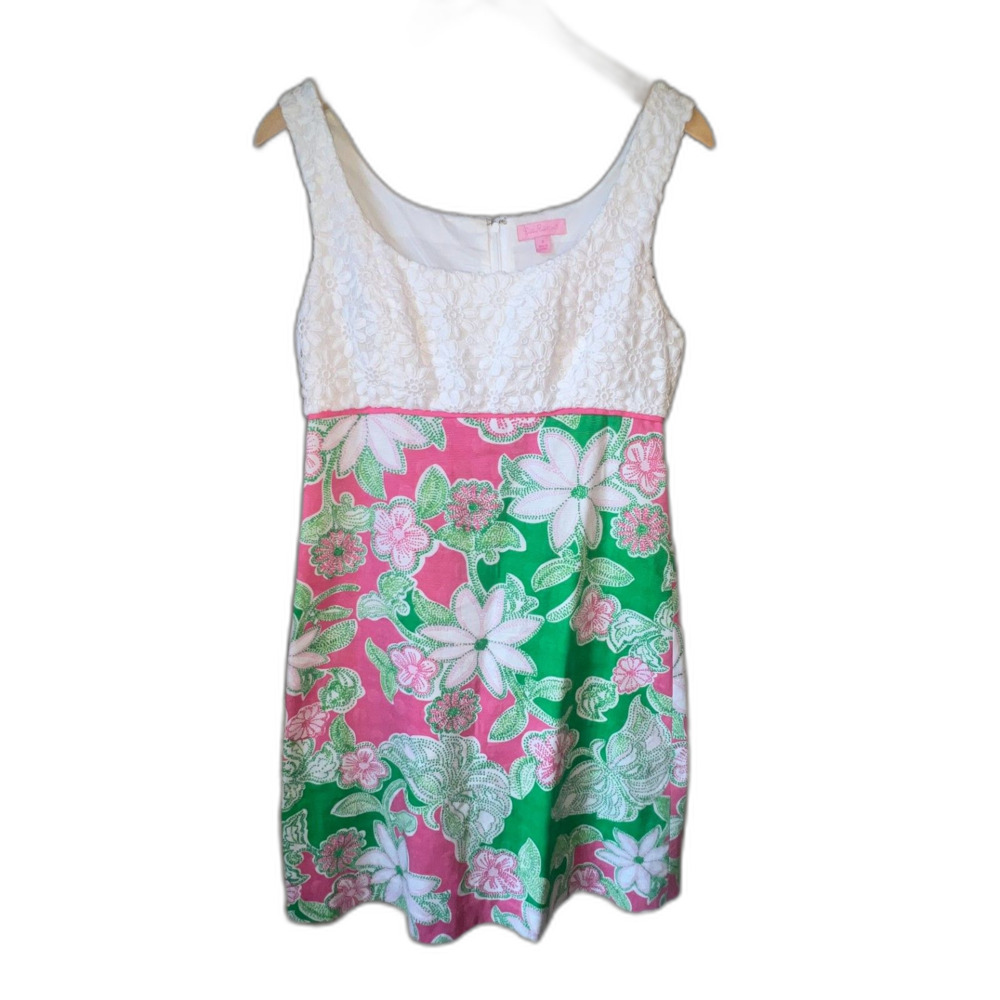 Lilly Pulitzer White Lace & Floral Mini Dress - Picture 2 of 3